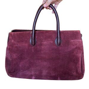 XXI Secolo by Suarez Burgundy Vintage HandBag Genuine Real Suede Made in Italy